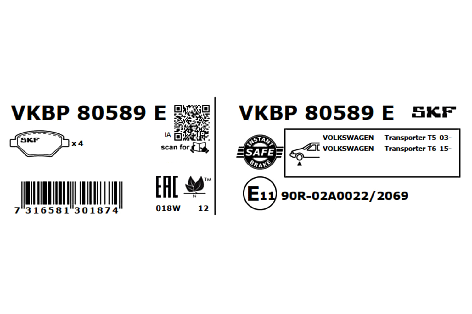 Placute frana SKF VKBP80589E